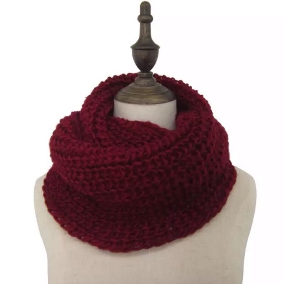 Accessories - Knitted Wine Infinity Scarf